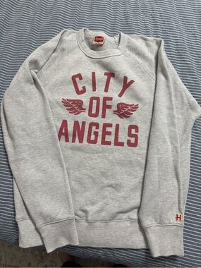 HOMAGE Light Gray Crewneck Sweater with Red 'City of Angels' Graphic